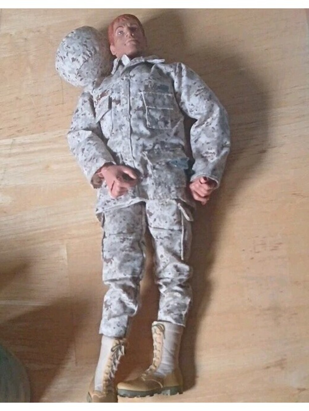 GI Joe Soldier Action Figure Desert Camo Uniform w/ Helmet Cover & Tan Boots